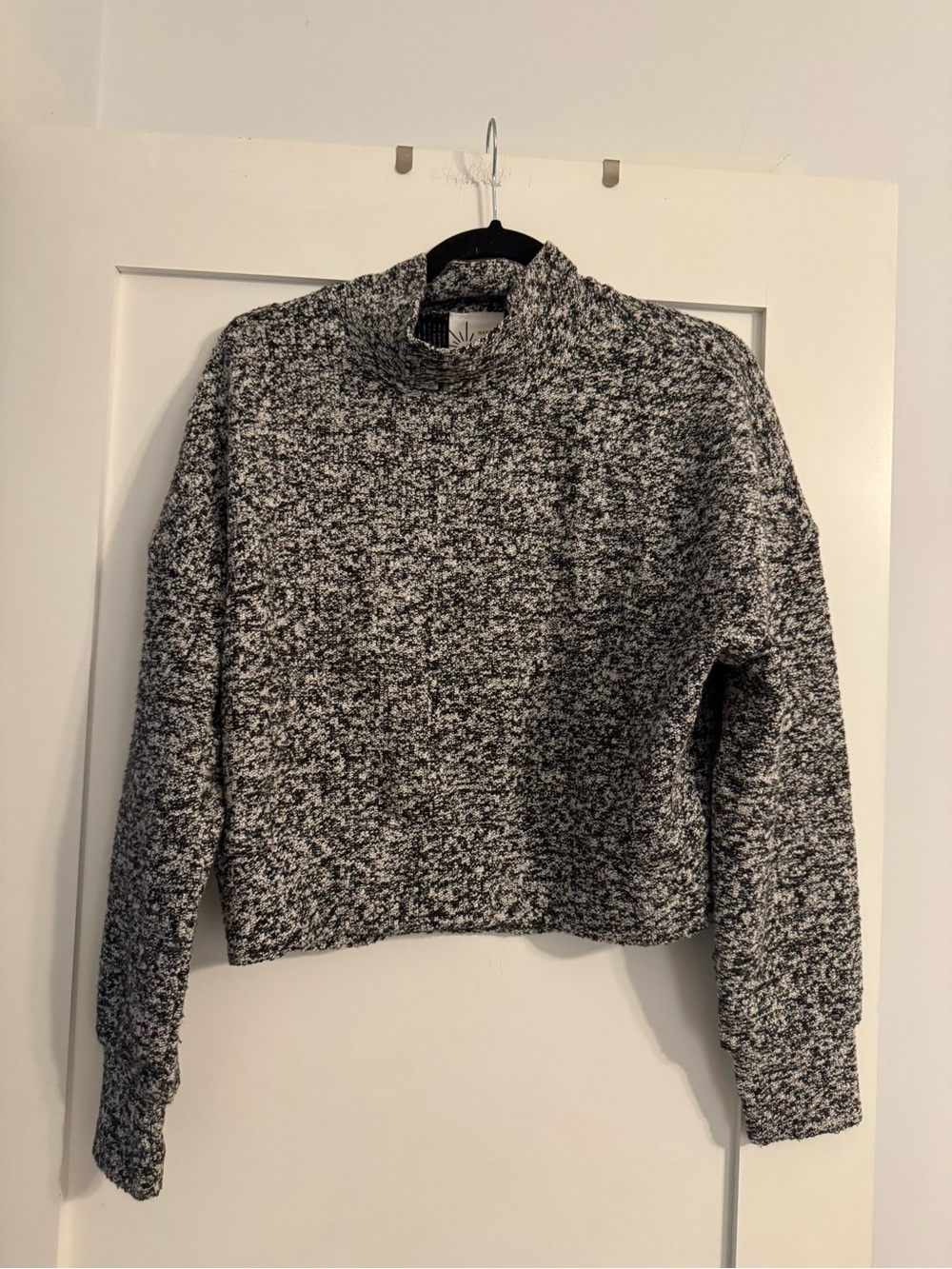 aerie Marled Mock Neck Sweater - Black & White
